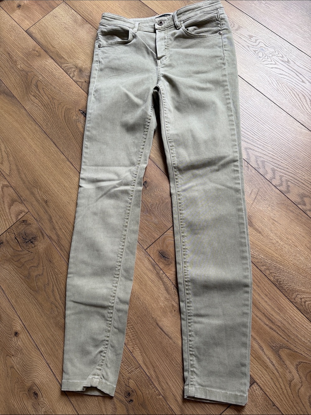 Massimo Dutti Khaki Straight-Leg Trousers
